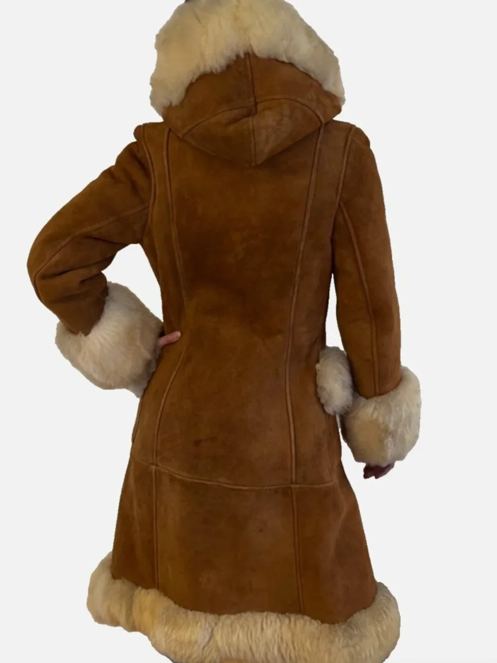 Shearling Leather Vintage Fur Penny Lane Long Suede Sheepskin Princess Maxi Coat - Picture 9 of 10